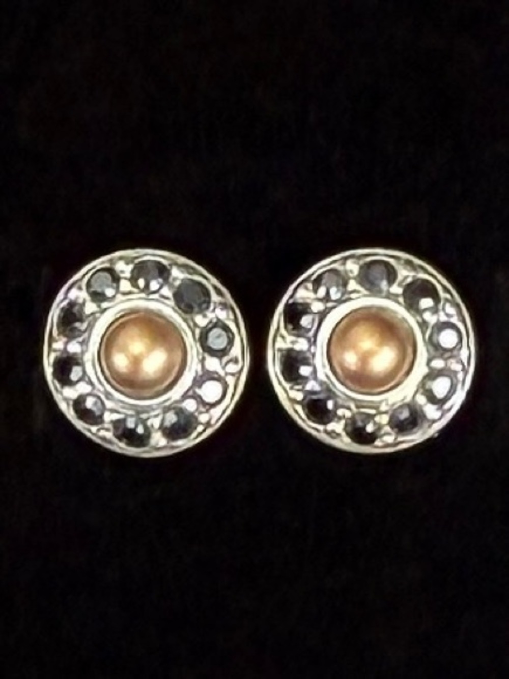 Vintage Monet Silvertone Crystal Halo Stud Pierced Earrings